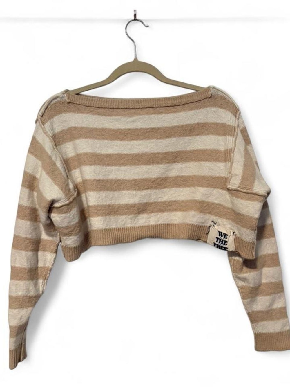 We The Free Beige & Cream Striped Knit Top